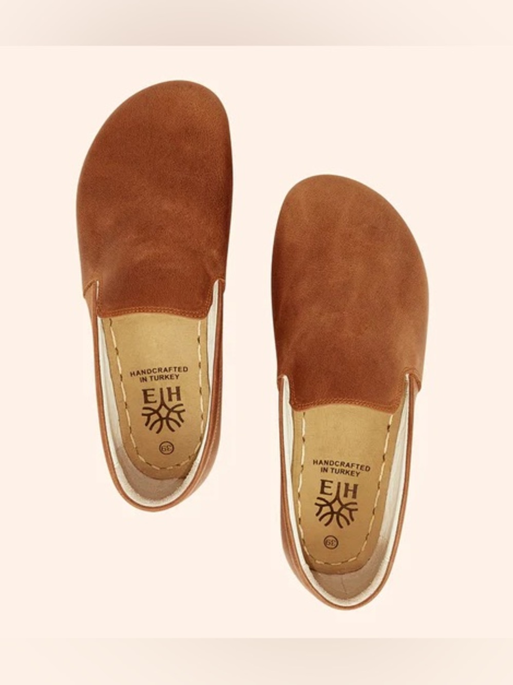 Earthing Harmony Grounding Barefoot Slip On Leather Loafer Shoes Honey Brown 38